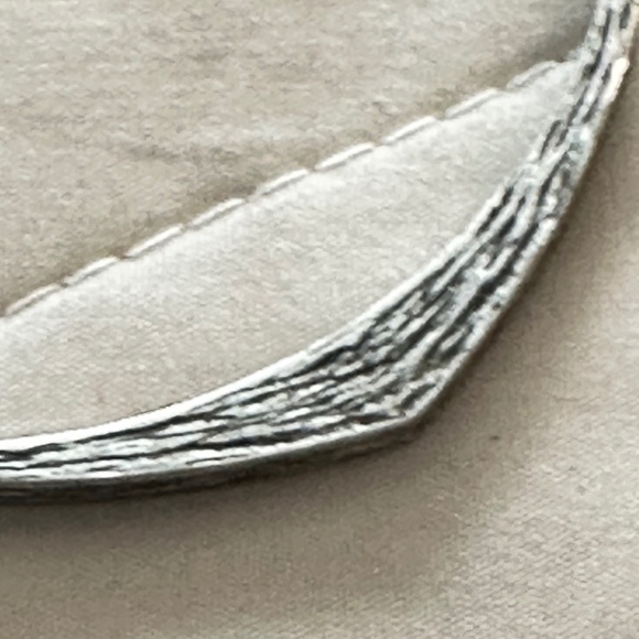 2/$20 Silver tone bangle bracelet vintage modernist square/circle brushed - Picture 3 of 8